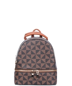 Smooth Checker Mini Backpack 007-8639PP BROWN